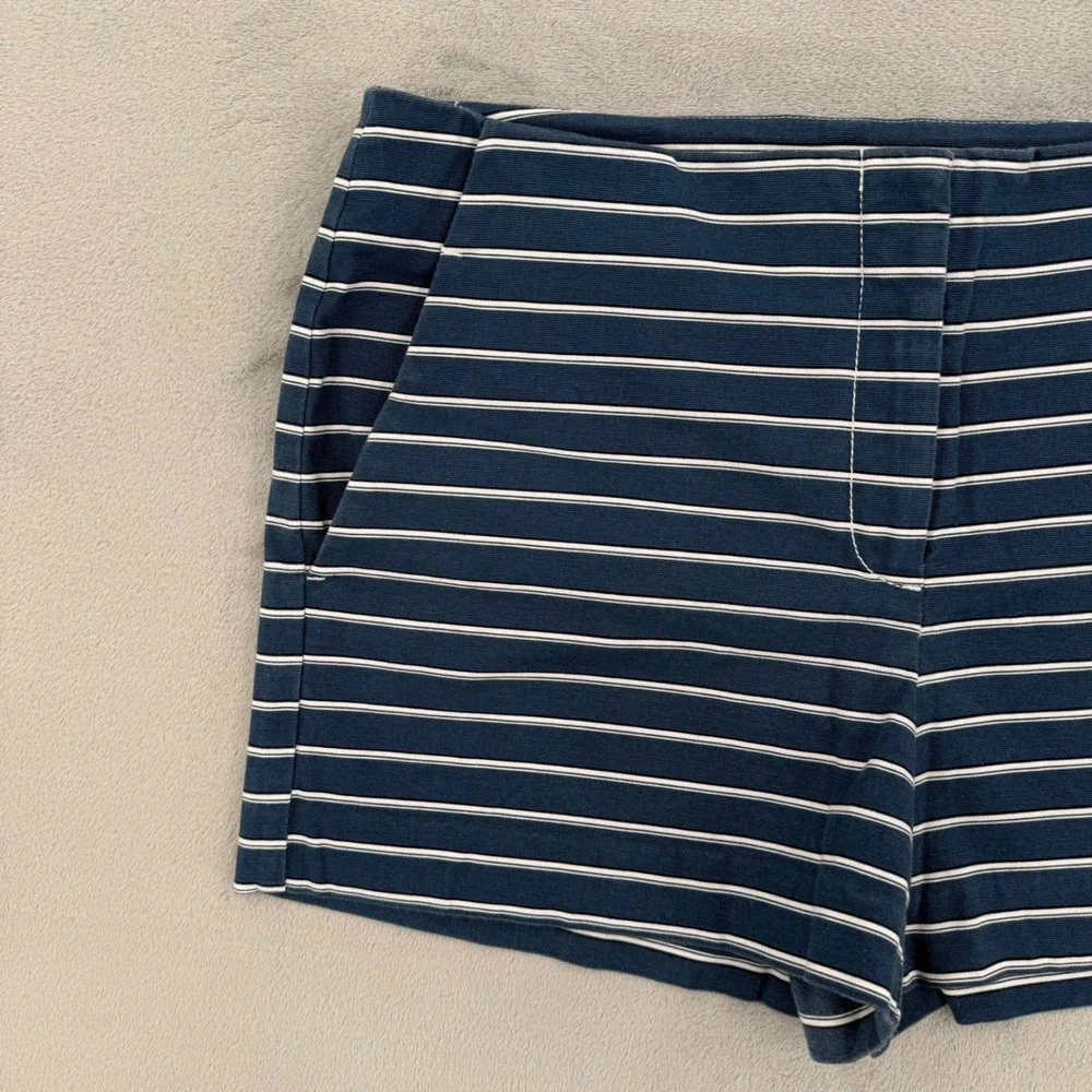 LOFT Womens Navy Blue White Striped Cotton Blend Shorts Nautical Size 8‎